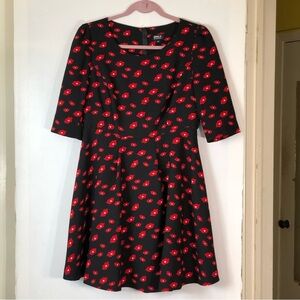 Only Love Urbanized Betty Red Lip Print Mini Dress